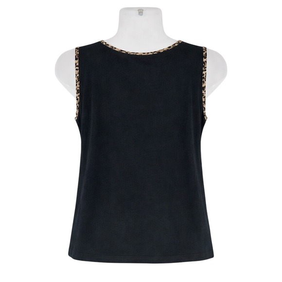 Dana Buchman Layered Animal Print Sleeveless Top  Career Casual Stretch-Large - Picture 2 of 2